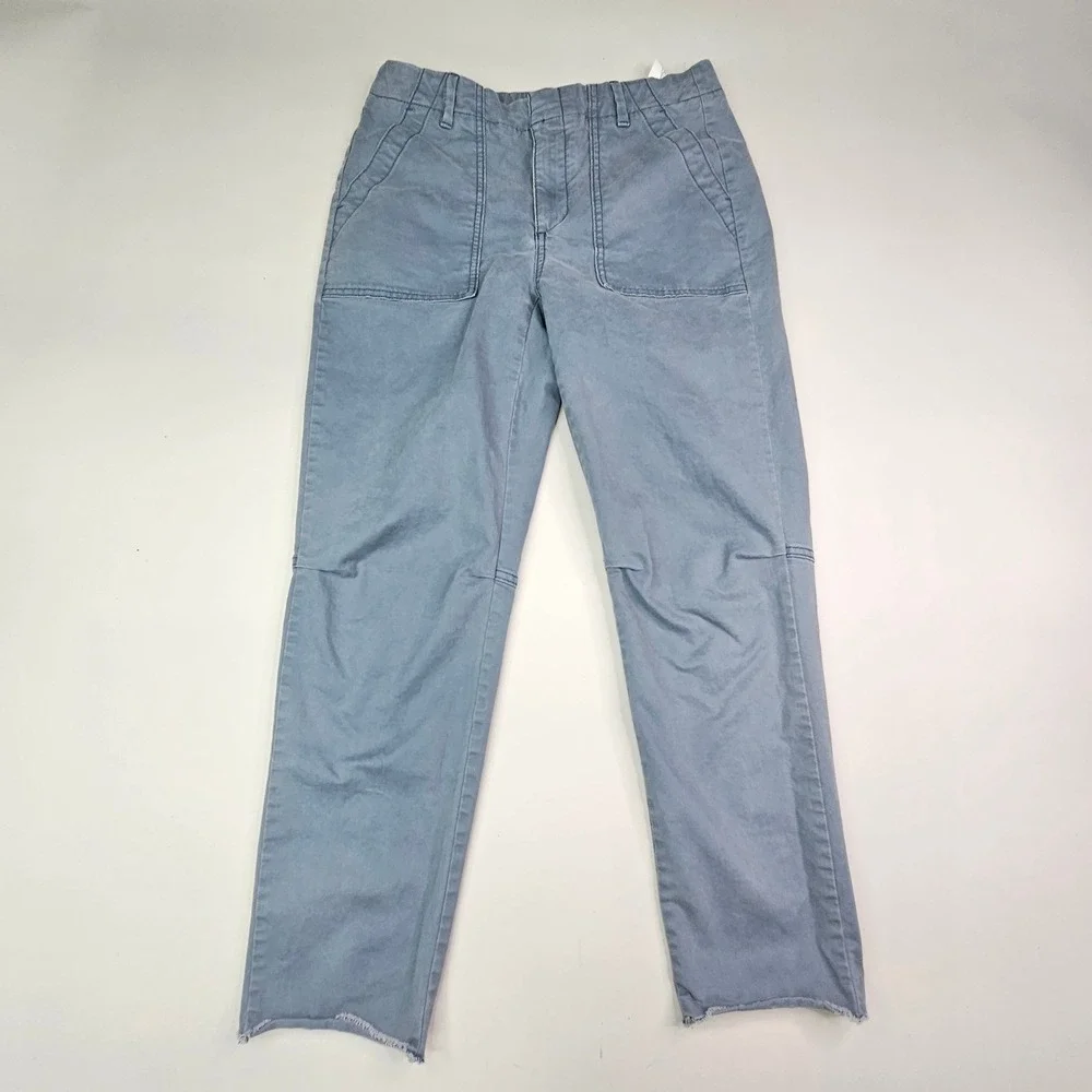 Banana Republic Chino Pants Women 4 Blue Girlfriend Authentic Utility Raw Hem